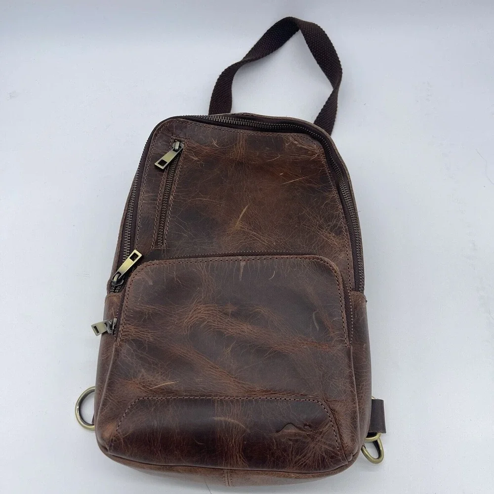Daily vintage buffalo leather sling‎ bag Livinson Leather Goods Shoulder Bag